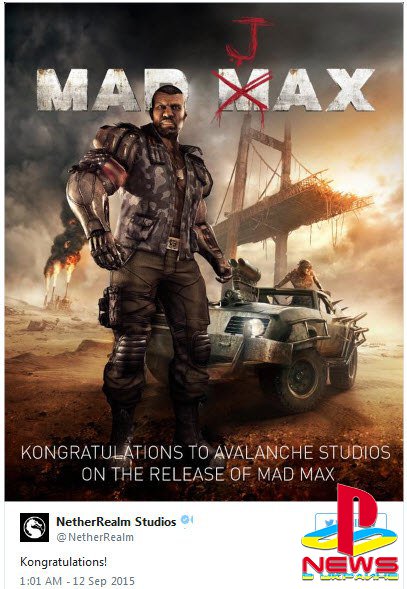 Создатели Mortal Kombat поздравили Avalanche Studios с выпуском Mad Max